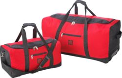 Go Explore - 2 Piece Wheeled Holdall Set - Red